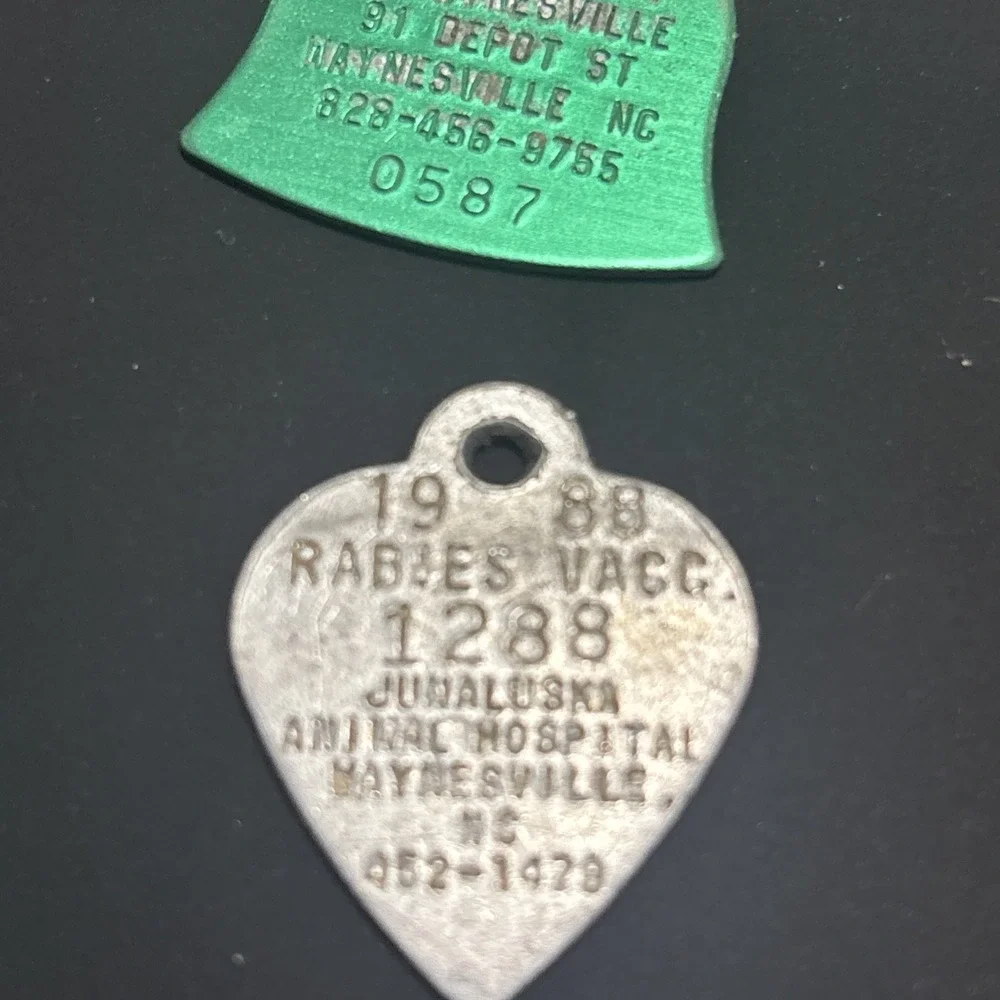 23 Vintage Dog Tags Rabies Vaccination Waynesville NC Pet ID Milk-Bone 1980s
